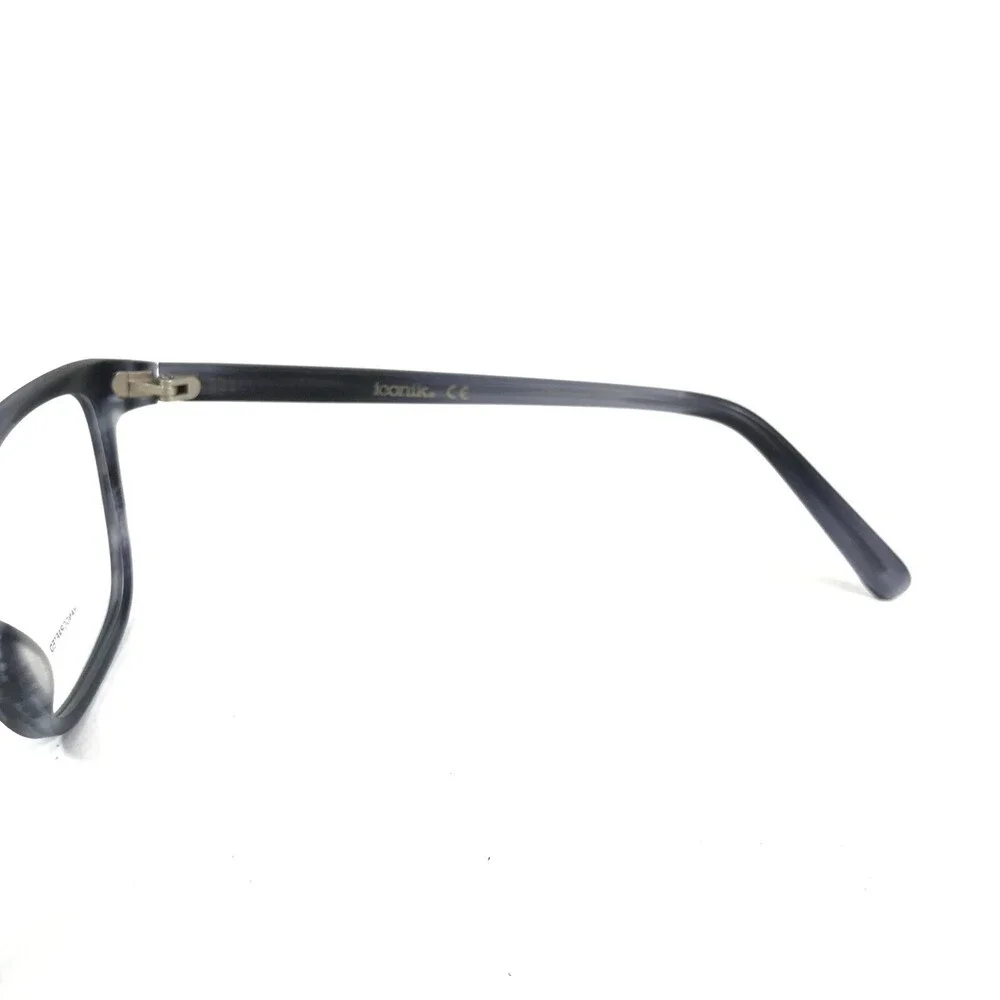 Iconik Eyeglasses Frames Eddie C02 Blue Gray Horn Square Full Rim 54-16-135
